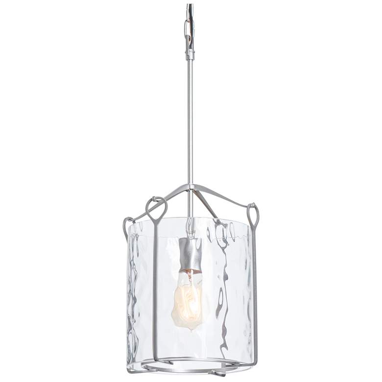Image 1 Bow Tall Mini Pendant - Vintage Platinum Finish - Water Glass