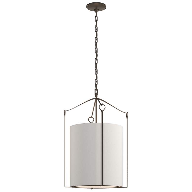 Image 1 Bow Tall Pendant - Bronze Finish - Flax Shade