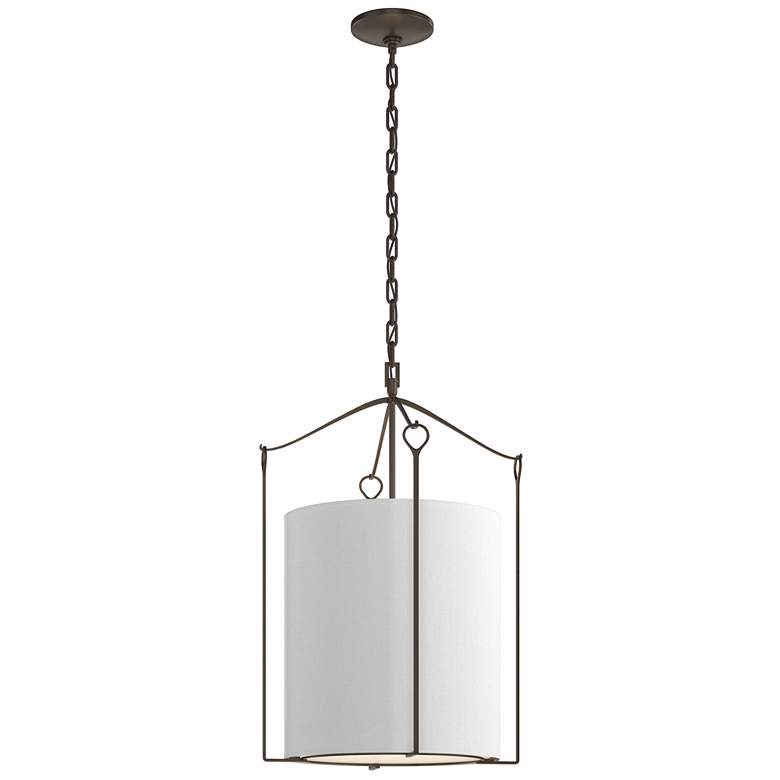 Image 1 Bow Tall Pendant - Bronze Finish - Natural Anna Shade