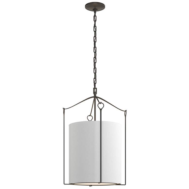 Image 1 Bow Tall Pendant - Dark Smoke Finish - Natural Anna Shade
