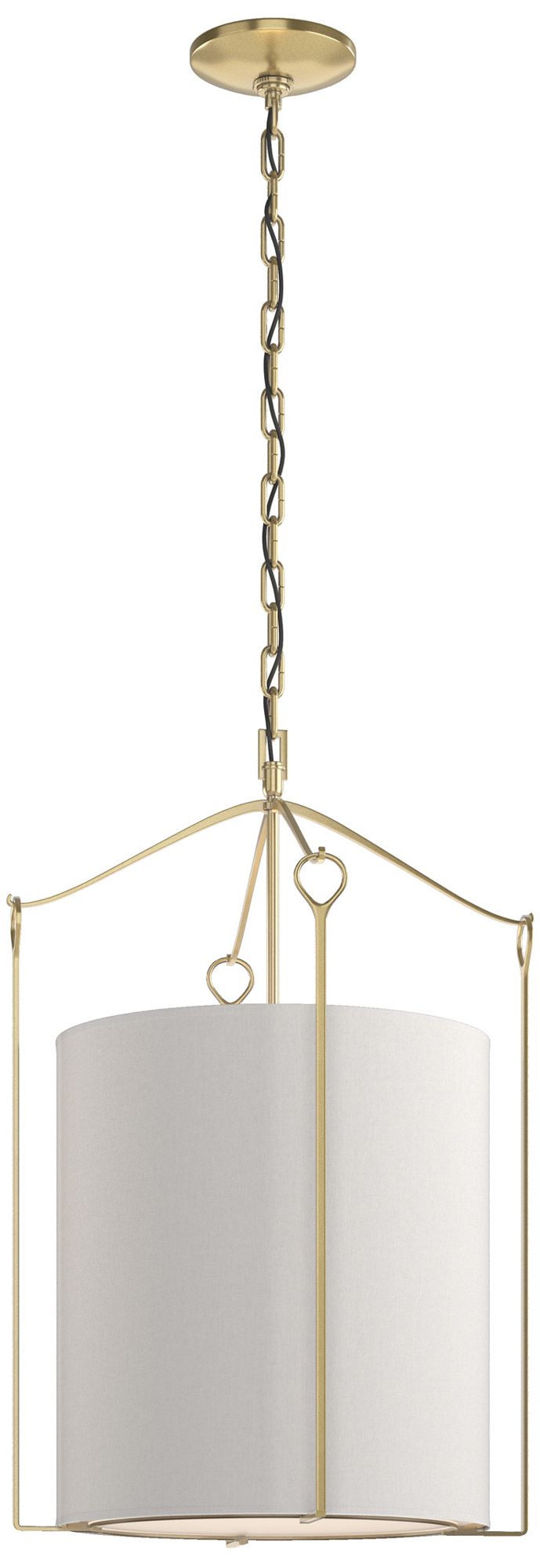 Bow Tall Pendant - Modern Brass - Flax Shade - Made to Order