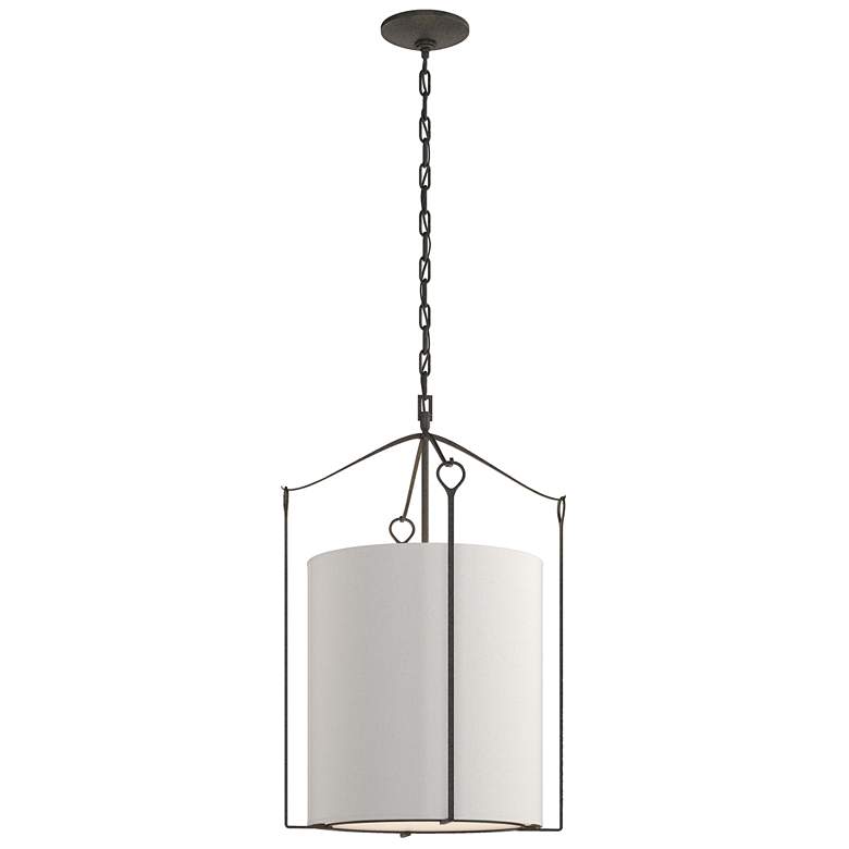 Image 1 Bow Tall Pendant - Natural Iron Finish - Flax Shade