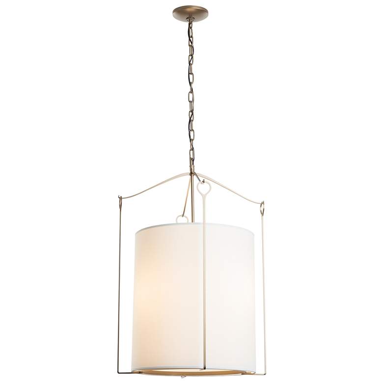 Image 1 Bow Tall Pendant - Soft Gold Finish - Natural Anna Shade