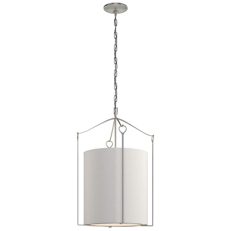 Image 1 Bow Tall Pendant - Vintage Platinum Finish - Flax Shade
