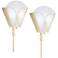 Bow-Tie 12" High Deco Luxe Gold Lace Plug-in Wall Lights Set of 2