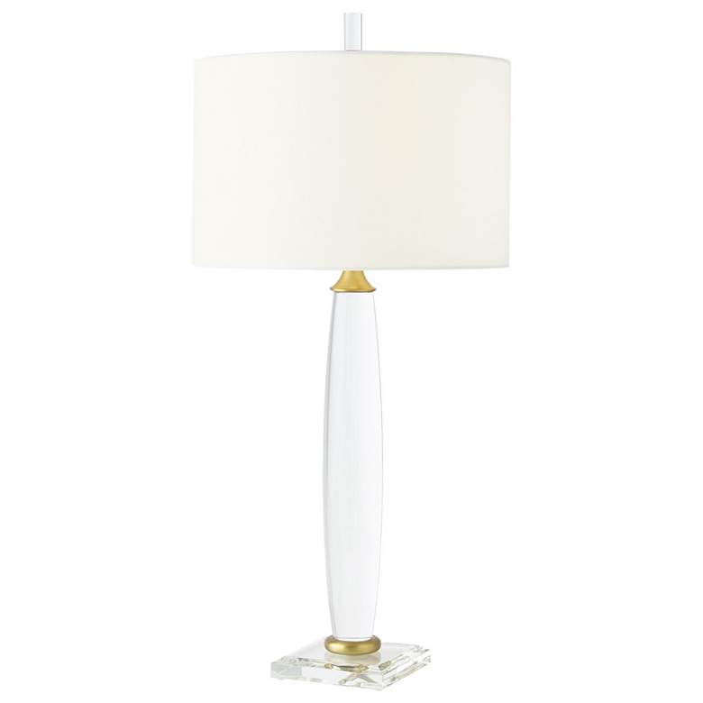 Image 1 Bowed Crystal Glass Column Table Lamp
