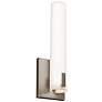1_Bowen 14.25"H Satin Nickel LED Wall Sconce w/ Frosted White Glass Shade