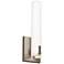 Bowen 14.25"H Satin Nickel LED Wall Sconce w/ Frosted White Glass Shade