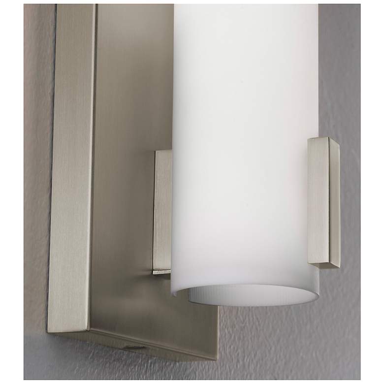 Image 3 Bowen 14.25"H Satin Nickel LED Wall Sconce w/ Frosted White Glass Shade more views