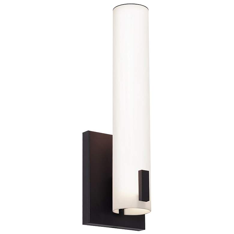 Image 1 Bowen 14.25" High Black LED Wall Sconce with White Acrylic Shade
