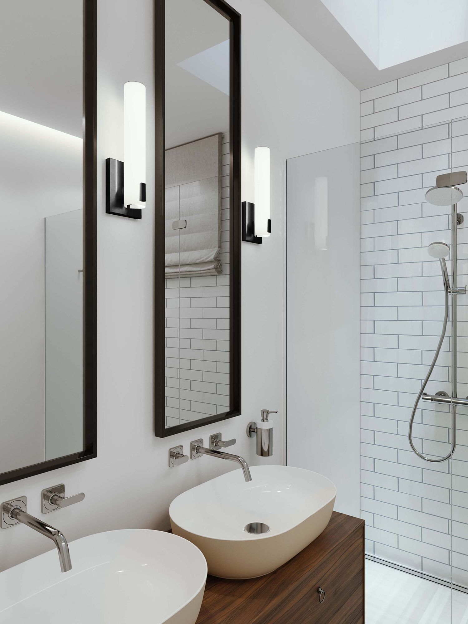 Image 3 Bowen 14.25" High Black LED Wall Sconce with White Acrylic Shade more views