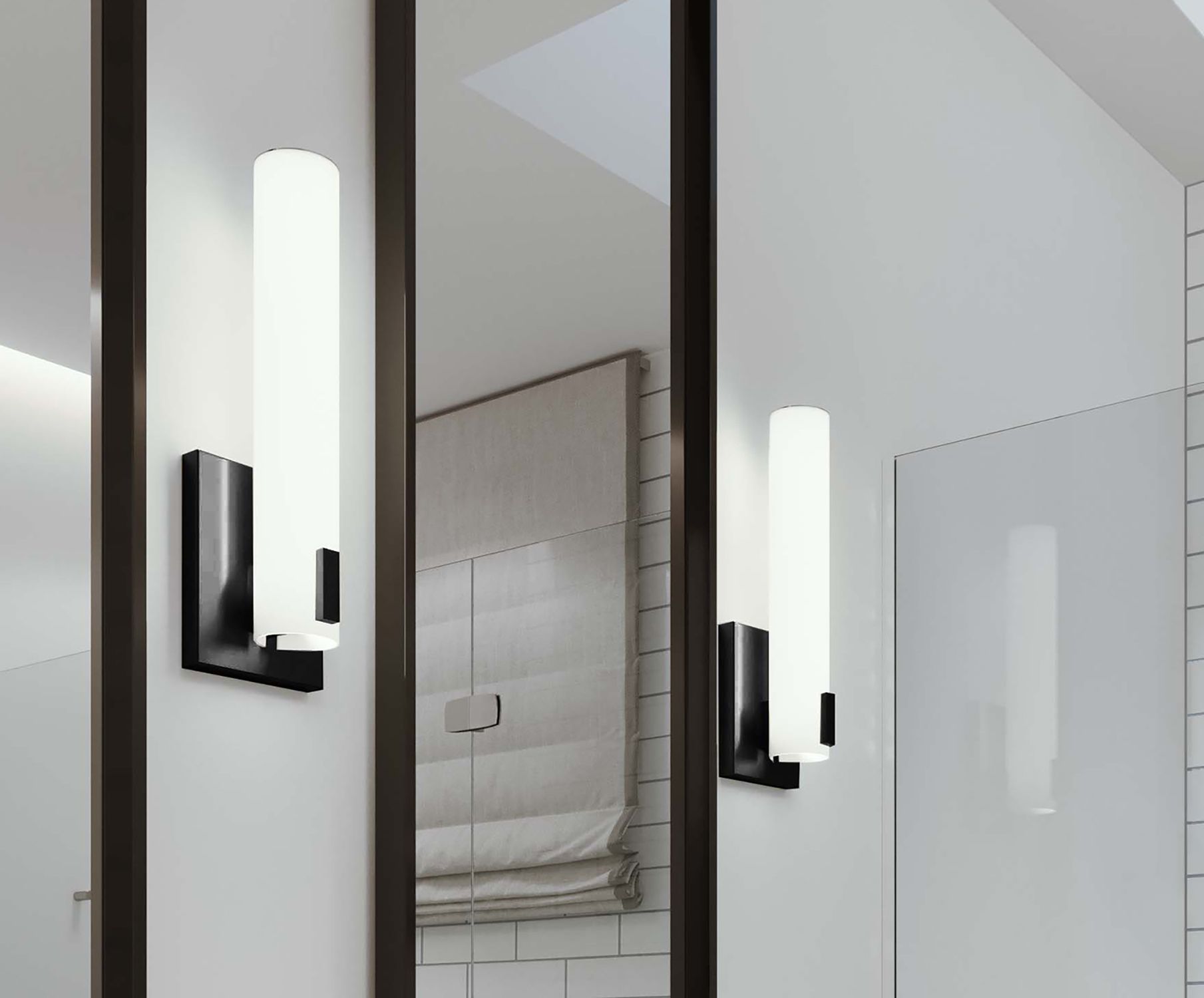 Image 4 Bowen 14.25" High Black LED Wall Sconce with White Acrylic Shade more views