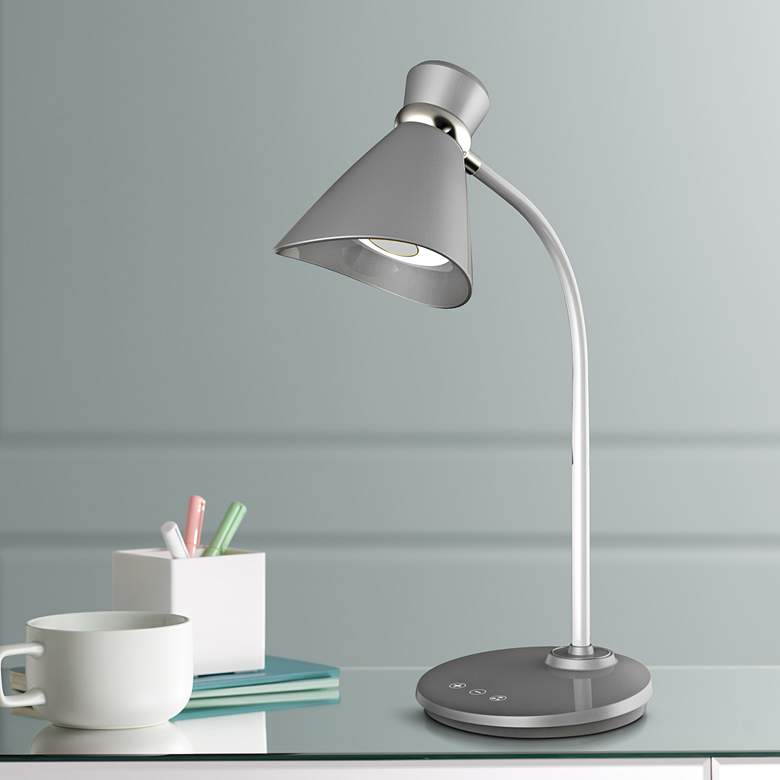 Image 1 Bowen 16" High Modern Silver Touch Dimmer Control LED Desk Lamp