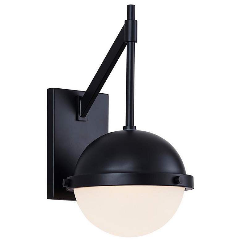 Image 1 Bowery 14 3/4 inchH Matte Black LED Indoor/Outdoor Wall Sconce