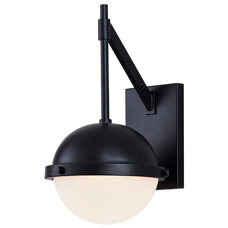 Image 1 Bowery 14 3/4 inchH Matte Black LED Indoor/Outdoor Wall Sconce