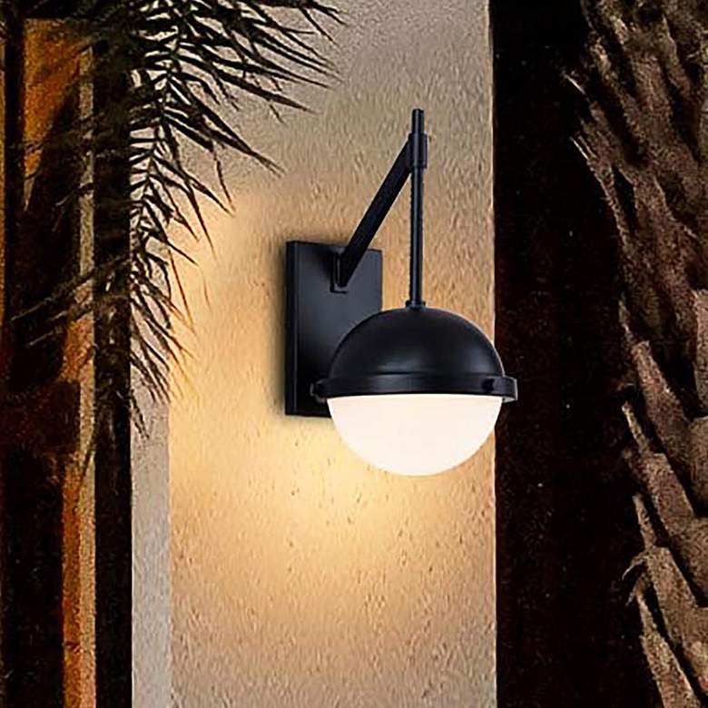 Image 1 Bowery 14 3/4"H Matte Black LED Indoor/Outdoor Wall Sconce