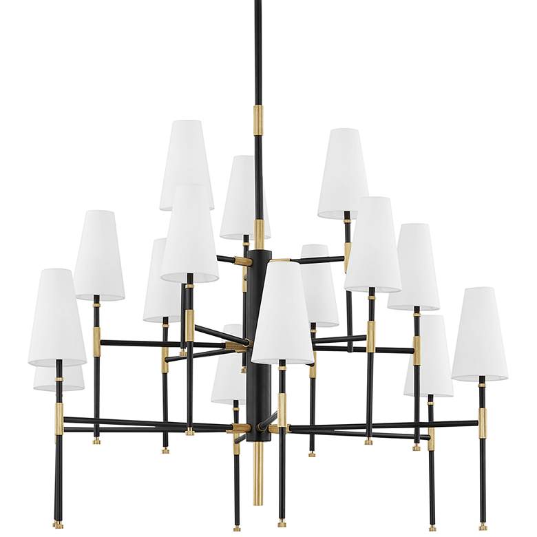 Image 2 Bowery 48 inch Wide Aged Old Bronze 15-Light Chandelier