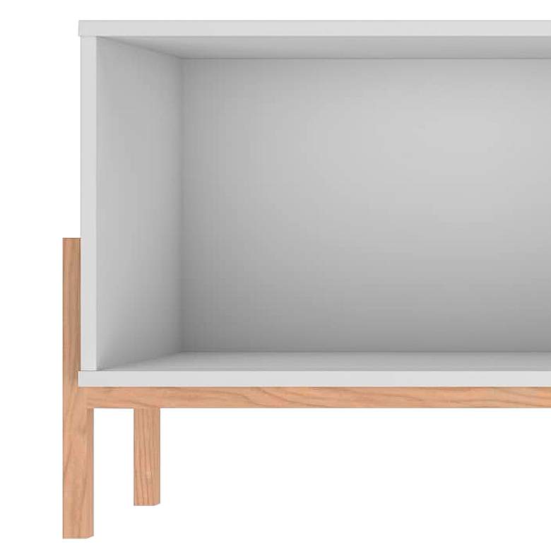 Image 3 Bowery 55 1/4" Wide Matte White and Oak 2-Shelf TV Stand more views