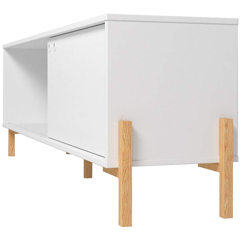 Image 6 Bowery 55 1/4" Wide Matte White and Oak 2-Shelf TV Stand more views