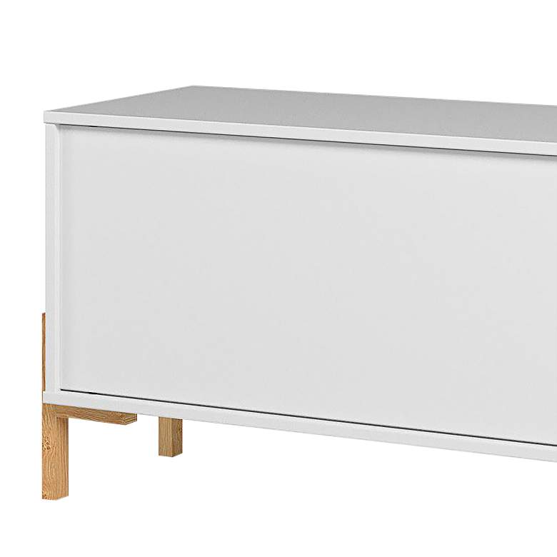Image 3 Bowery 72 3/4 inch Wide Matte White and Oak 4-Shelf TV Stand more views