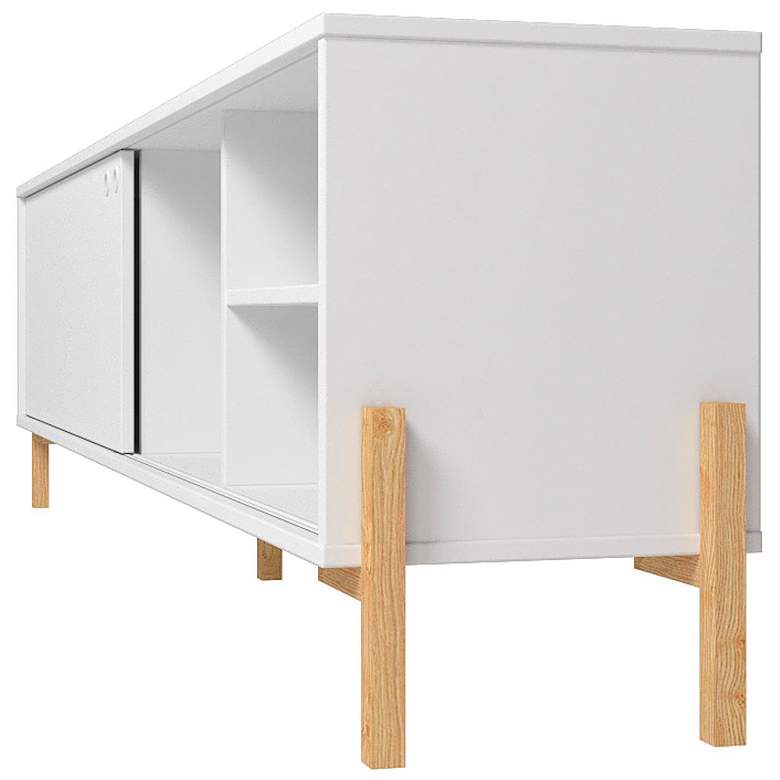 Image 5 Bowery 72 3/4 inch Wide Matte White and Oak 4-Shelf TV Stand more views
