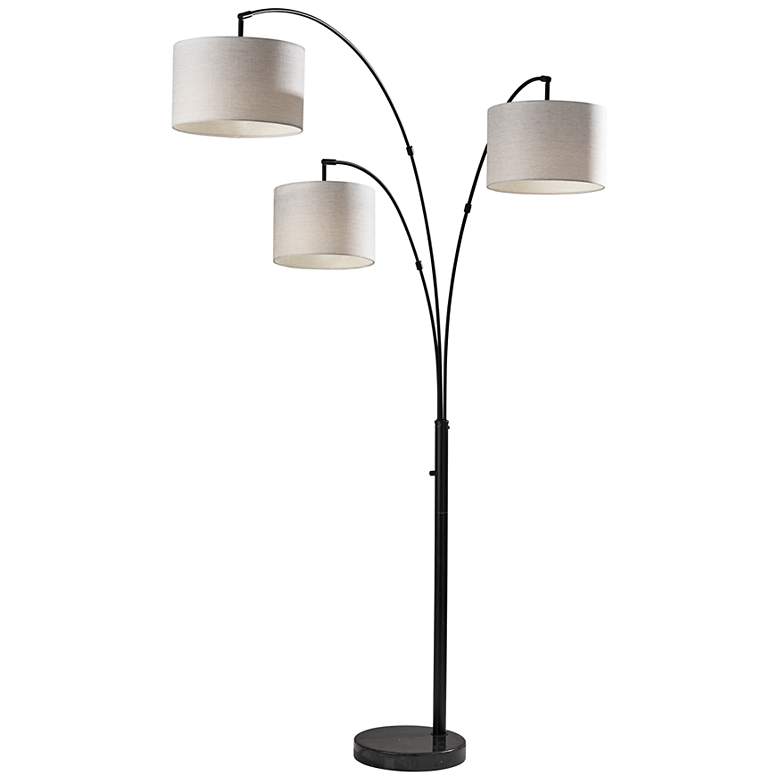 Image 2 Bowery Black Adjustable 3-Arm Arc Floor Lamp