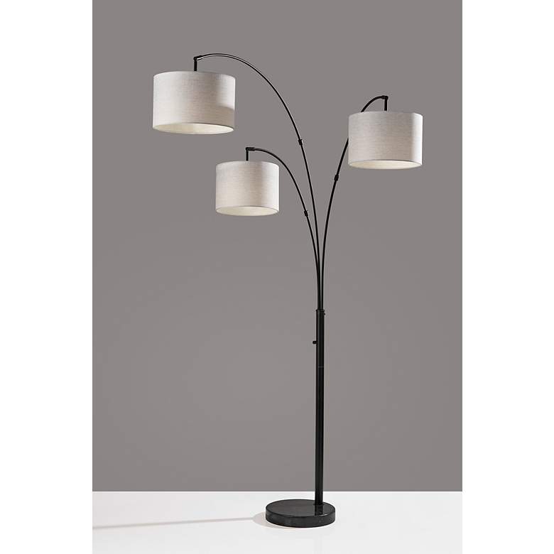 Image 4 Bowery Black Adjustable 3-Arm Arc Floor Lamp more views
