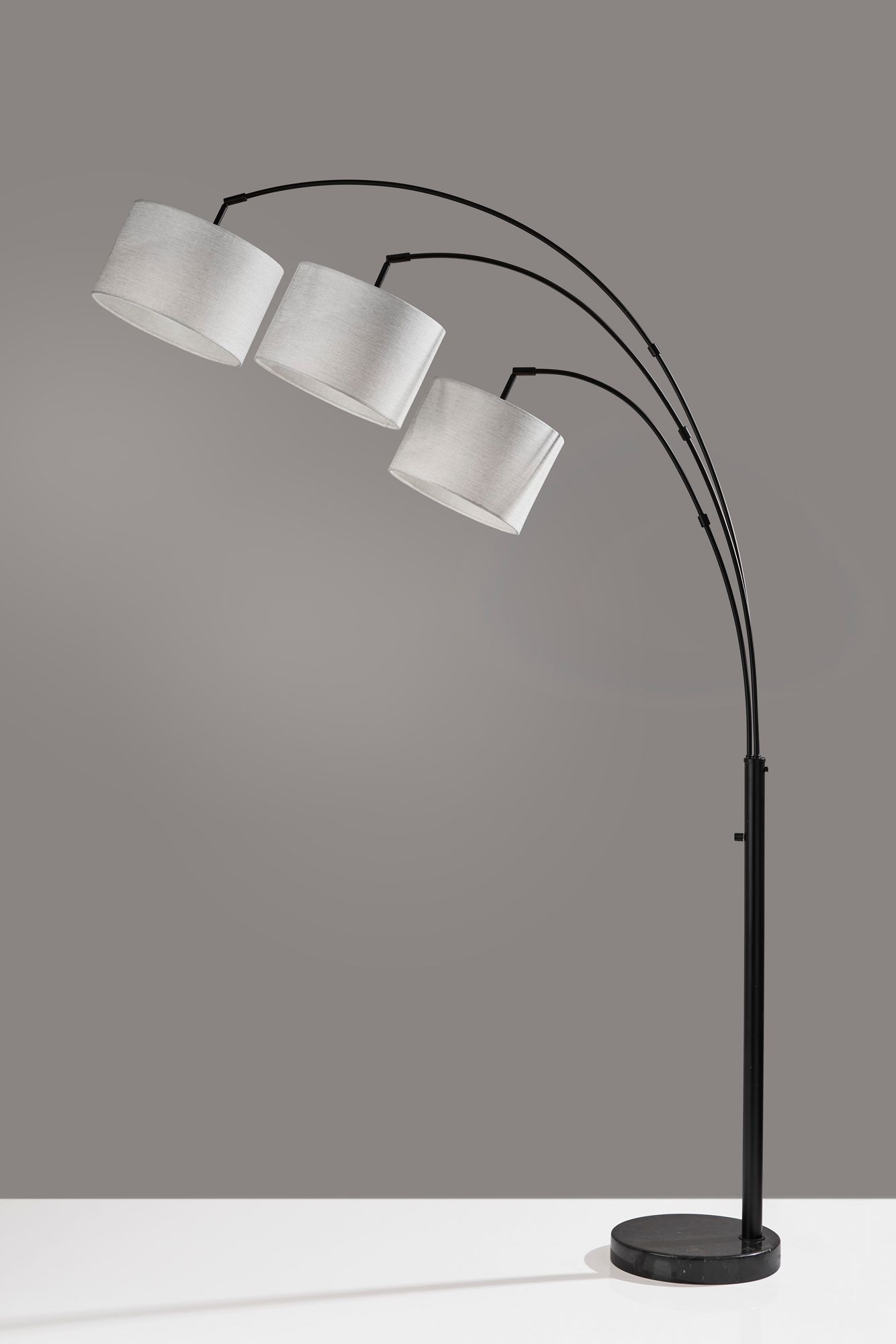Bowery Black Adjustable 3-Arm Arc Floor Lamp