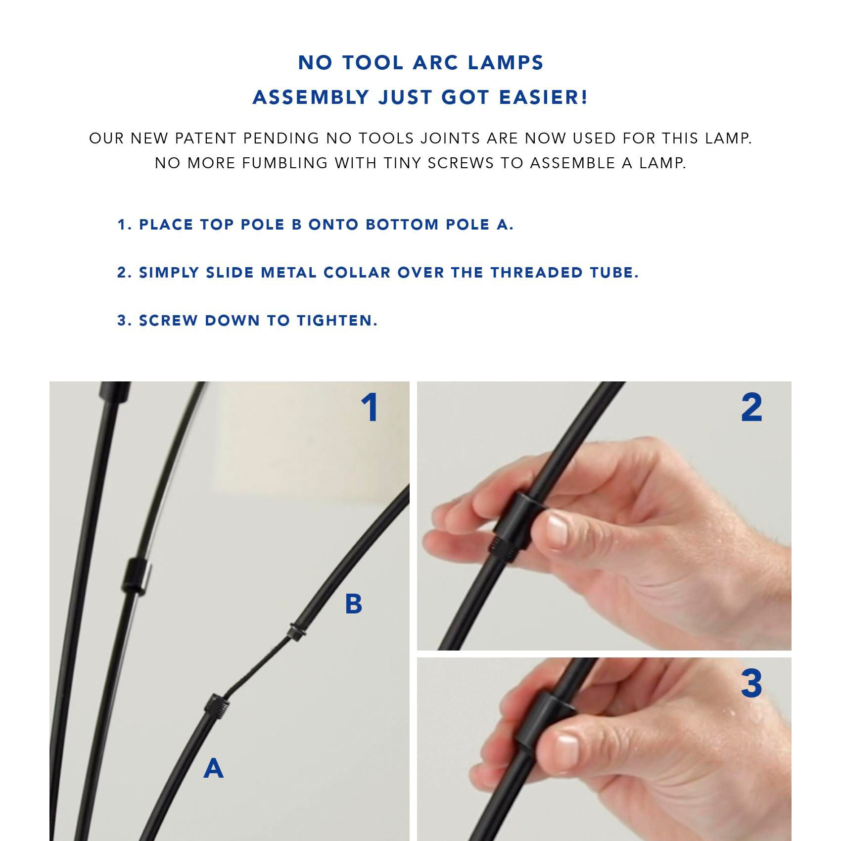 Bowery Black Adjustable 3-Arm Arc Floor Lamp