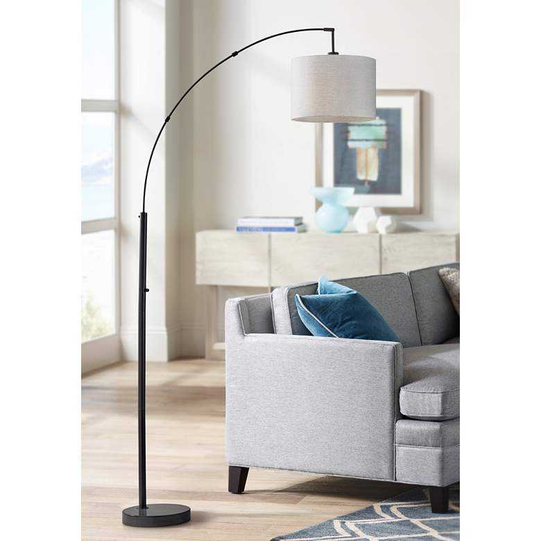 Image 1 Bowery Black Metal Arc Floor Lamp