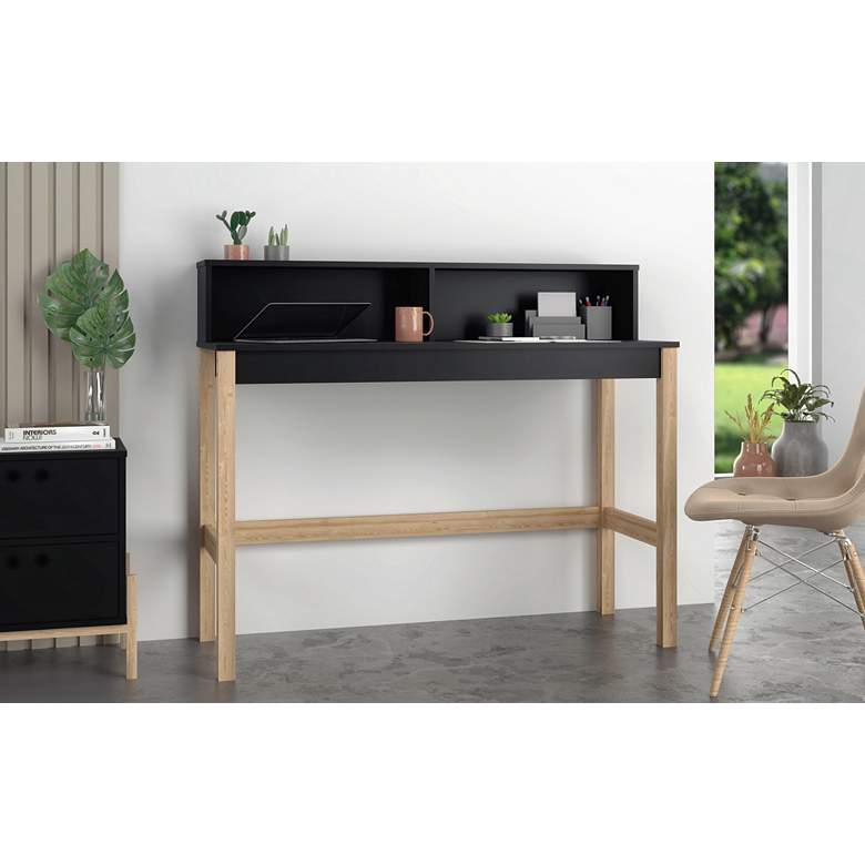 Image 1 Bowery Desk in Black and Oak