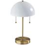 1_Bowie 18"H Brass White Shade Accent Table Lamp w/ AC Outlet