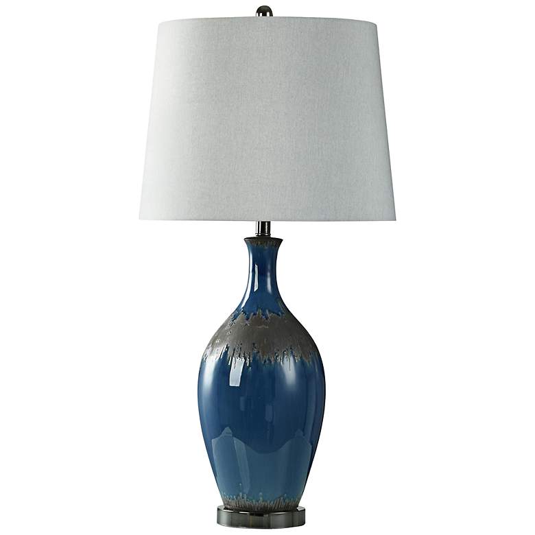 Image 1 Bowie Two Tone Matte Black and Navy Glaze Ceramic Table Lamp