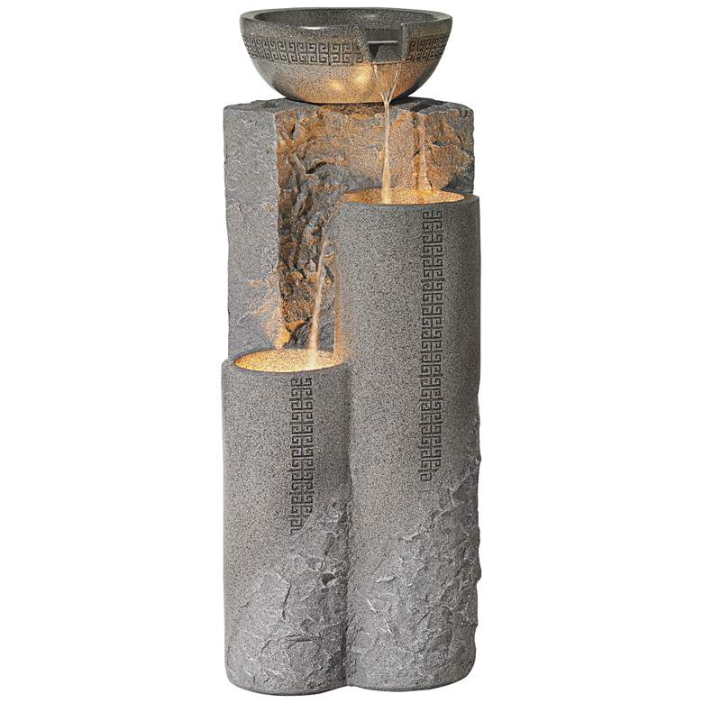 Image 2 Bowl and Pillar 34 1/2" High Modern Fountain with LED Lights