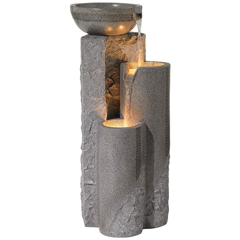 Image 3 Bowl and Pillar 34 1/2" High Modern Fountain with LED Lights more views