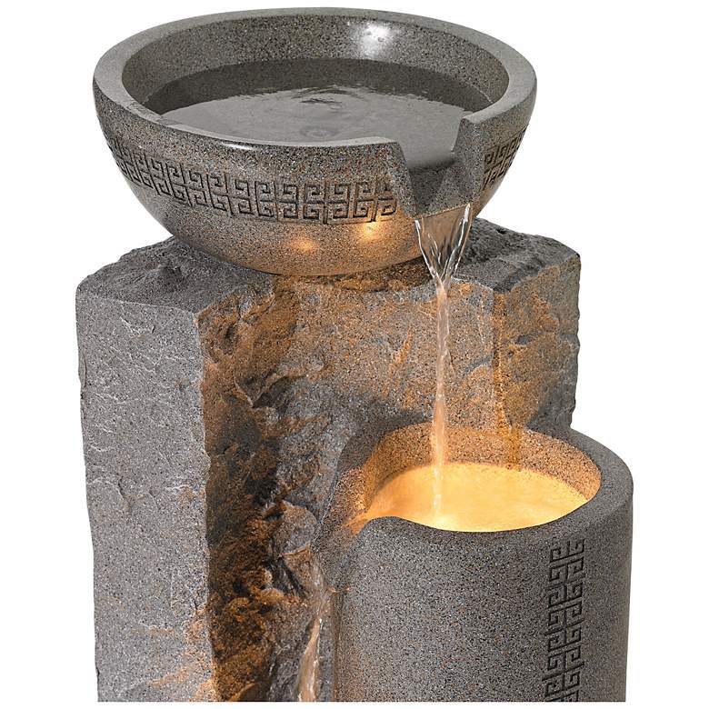 Bowl and Pillar 34 1/2&quot; High Modern Fountain with LED Lights more views