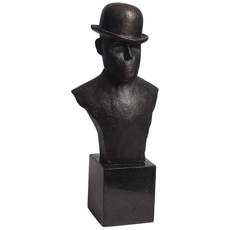 Image 1 Bowler Flat Dark Bronze 14" High Hat Sculpture