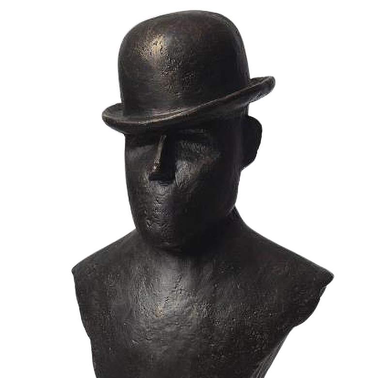 Image 2 Bowler Flat Dark Bronze 14" High Hat Sculpture more views