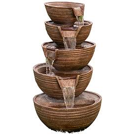 Image2 of Bowls 34" High 5-Tier Indoor-Outdoor LED Waterfall Fountain