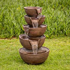 Image1 of Bowls 34" High 5-Tier Indoor-Outdoor LED Waterfall Fountain