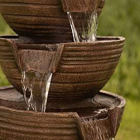 Image3 of Bowls 34" High 5-Tier Indoor-Outdoor LED Waterfall Fountain more views