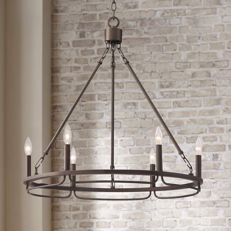Image 1 Bowman 27 1/4" Wide Bronze 6-Light Ring Chandelier