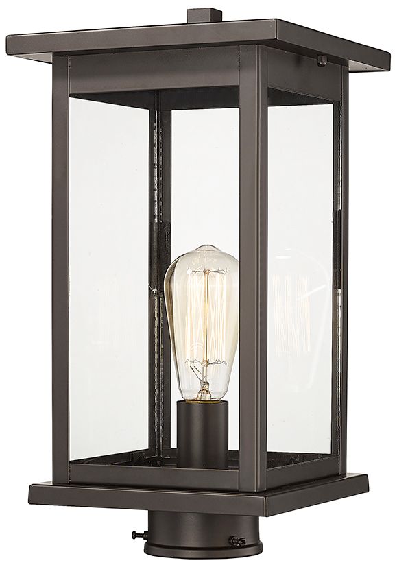 Image 2 Bowton 15 3/4" High Powder-Coated Bronze Outdoor Post Light more views