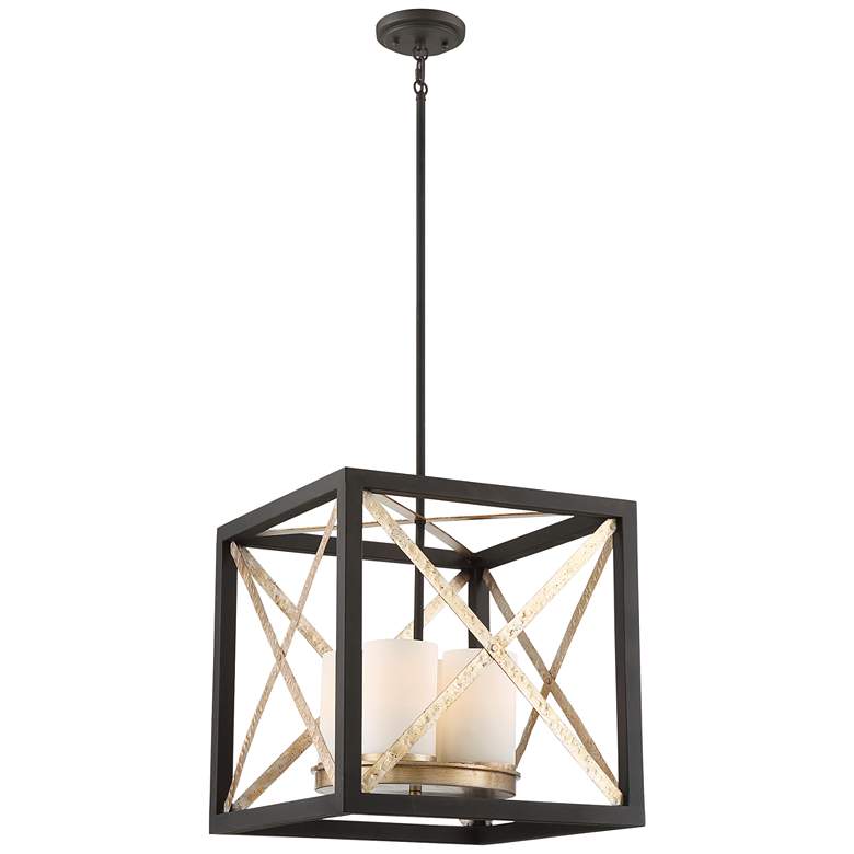 Image 2 Boxer 17 inch Wide Matte Black and Antique Silver Pendant Light