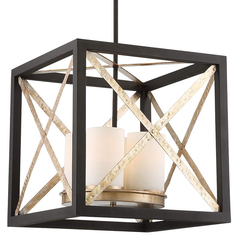 Image 3 Boxer 17" Wide Matte Black and Antique Silver Pendant Light more views