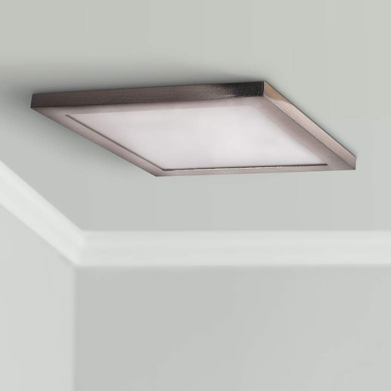 Image 1 Boxer 9 1/2" Wide Brushed Steel LED Ceiling Light