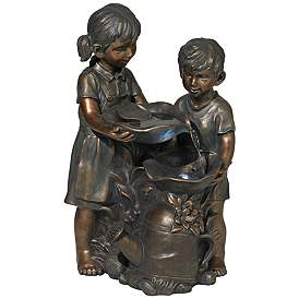 Image2 of Boy and Girl Indoor-Outdoor Bronze 23" High Fountain