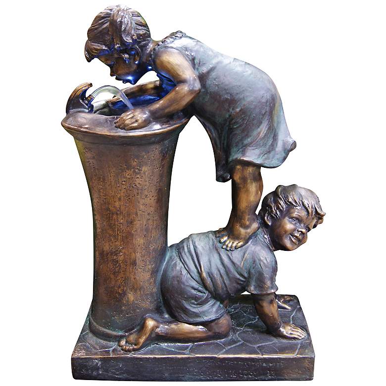 Image 1 Boy and Girl LED Indoor - Outdoor 27" High Floor Fountain