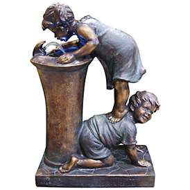 Image1 of Boy and Girl LED Indoor - Outdoor 27" High Floor Fountain