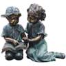Boy and Girl Reading 19" High Outdoor Statue